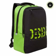 Рюкзак мягкий Grizzly 29x43x15 черный салатовый RU-337-3