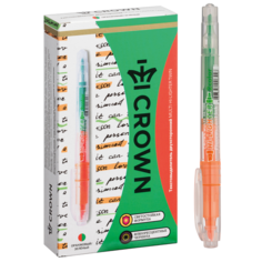 CROWN Набор двухсторонних текстовыделителей Multi Hi-Lighter Twin оранжевый/зеленый, 12 шт., 12 шт.