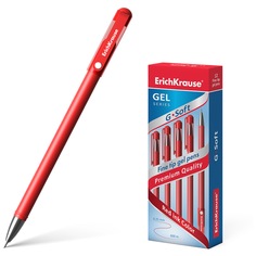 ErichKrause набор гелевых ручек G-Soft, 0.38 мм (39206/39432/39207), 39432, красный цвет чернил, 12 шт.