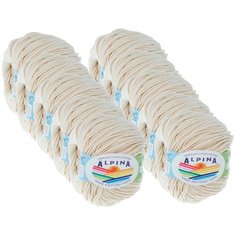 Пряжа Alpina Пряжа ALPINA "RENE" 100% мерсеризованный хлопок 10 шт.х50г 105м, 100 % хлопок, 50 г, 105 м, 10 шт., №173 кремовый