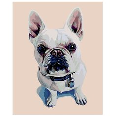 Картина по номерам, "Живопись по номерам", 100 x 125, A258, пёс, животное, маленький, брелок, ошейник, щенок, бульдог