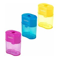 Точилка пифагор "Ergo", с контейнером, пластиковая, корпус ассорти, 228437