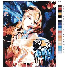 Картина по номерам Q28 "Девушка с попугаем" 40х50 Brushes Paints