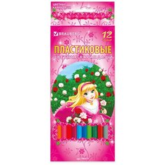 Карандаши цветные BRAUBERG "Rose Angel", 12 цветов, пластиковые, заточенные, картонная упаковка, 180577