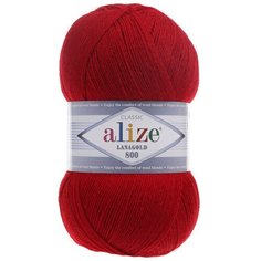 Пряжа Alize Lanagold 800, 49 % шерсть, 51 % акрил, 100 г, 800 м, 1 шт., 56 красный