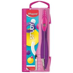 Циркули и готовальни Maped Циркуль металл. MAPED "STUDY POP", с эргономичной головкой, грифели, пенал, ассорти