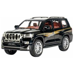 Машинка металлическая Toyota Land Cruiser Prado Тойота Ленд Крузер Прадо 1:24 21см, открываются двери капот и багажник, свет, звук Черный Neposeda Toys