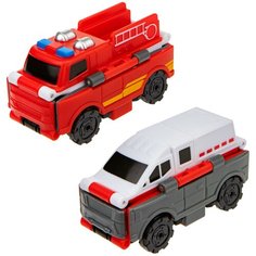 Машинка игрушка для мальчика 2в1 Transcar Double 1toy: пожарный автомобиль – траспортная полиция