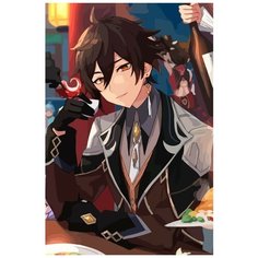 Картина по номерам на холсте Игра Genshin Impact Чжун Ли Дед- 7463 В 60x40