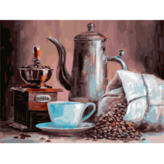 Картина по номерам Белоснежка "Кофе" / Раскраска / Холст на подрамнике 30х40 см. / Натюрморт