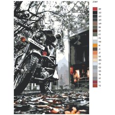 Картина по номерам Z847 "Мотоцикл у кафе" 40х60 Brushes Paints