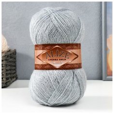 ALIZE Пряжа "Angora Gold Simli" 20% шерсть, 75% акрил, 5% металлик 500м/100гр (21 серый)