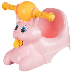 Горшок кресло детское с ручками игрушка съемная Зайчик туалет для девочек и мальчиков, стульчик с защитой от брызг 42х29х31см розовый, пластик Lapsi Idiland