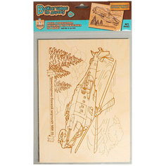 Доска для выжигания по дереву "Транспортно-боевой вертолет. МИ-35" с рисунком, набор для детского творчества Десятое королевство