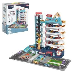 Парковка для машинок. Parkingames. детская, игрушечная, 5 уровней, автоматическая, Комплект 8 машинки для мальчиков. Home World