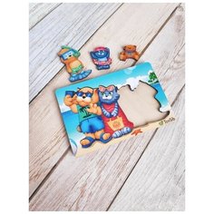 Пазл деревянный "Котики на отдыхе", Toysib, головоломка для малышей