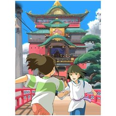 Картина по номерам на холсте аниме унесенные призраками девочка тихиро и дракон хаку японский пейзаж - 1912 30X40