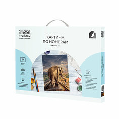 Картина по номерам на холсте ТРИ совы "Путь", 40*50см, с акриловыми красками и кистями (арт. 335148)