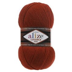 Пряжа Alize Lanagold Fine (Ализе Ланаголд Файн) - 2 мотка, 36 терракот, 49% шерсть, 51% акрил 390м/100г