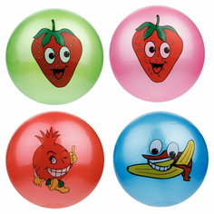 Мяч 1TOY ПВХ 23 см, 60 г, деколь фрукты и овощи, цвета в ассортименте