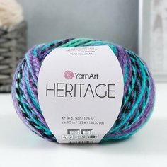 Пряжа "Heritage" 75% акрил, 25% шерсть 125м/50гр (339 зелёный-бирюза-фиолет) Yarn Art
