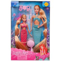 Игровой набор Кукла Defa Lucy Русалочки: мама в бирюзовом наряде и дочка в розовом наряде, игровые предметы 8235d/бирюзовое-розовое