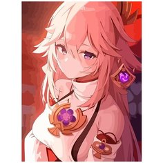 Картина по номерам на холсте Игра Genshin impact (Генишин, Ху Тао, Делюк, Сахароза, Сяо) - 8282 В 30x40