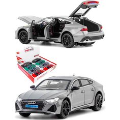 Металлическая машинка 1:24 Audi RS7, 21 см, инерционная, свет, звук / Серый Denco.Store