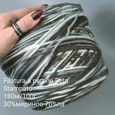 Итальянская бобинная пряжа, 180м/100г, на бобине 300г, мериносовая шерсть, полиамид Filatura a Pettine Beta Stampato