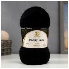 Пряжа "Воздушная" 25%меринос. шерсть, 25%шерсть, 50%акрил 370м/100гр (003 черный)./В упаковке шт: 1 Камтекс