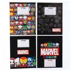 Тетрадь 18 листов, клетка, 4 вида микс, Мстители Marvel