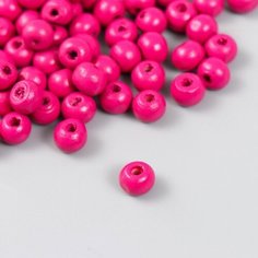 Бусины для творчества дерево "Императорская фуксия" d-0,8 см, набор 20 гр ТероПром