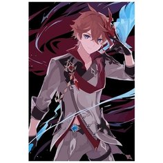 Картина по номерам на холсте Игра Genshin impact (Генишин, Ху Тао, Делюк, Сахароза, Сяо) - 8284 В 60x40