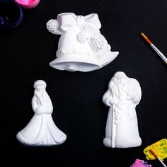 Хорошие сувениры Набор для раскраски с подвесом "Новогодний со снегурочкой" 12х8см 3шт