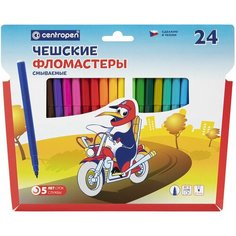 Фломастеры 24 цвета CENTROPEN "Пингвины", смываемые, вентилируемый колпачок, 7790/24ET, 7 7790 2486, 1 шт.