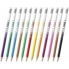 Карандаши цветные 12 цветов BIC Kids Evolution Illusion (L=180мм, D=7мм, круглые, стираемые, пластик) картон, 3 уп. (987868)