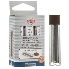 Грифели для механических карандашей 0.5 мм, Koh-I-Noor 4152 F, 12 штук, в футляре