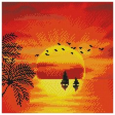 Алмазная мозаика "Красивый закат" 28 цветов 30х30 (Molly)