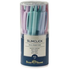 Ручка шариковая автоматическая BRUNO VISCONTI SlimClick, Zefir, синяя, ассорти, узел 0,5 мм, линия письма 0,3 мм, 20-0229, (24 шт.)