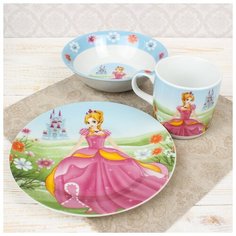 Набор детской посуды Доляна «Волшебница», 3 предмета: кружка 230 мл, миска 400 мл, тарелка 18 см