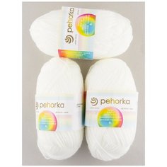 Пряжа Пехорка Детская новинка, 100 % акрил, 50 г, 200 м, 3 шт., 01 белый