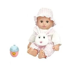 Пупс ABtoys Baby Ardana 40см в конбинезоне "Зайчик" с бутылочкой в коробке