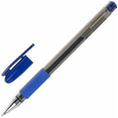 Ручка гелевая с грипом STAFF "Basic" GP-677, синяя, корпус тонированный, узел 0,5 мм, линия письма 0,35 мм, 143676
