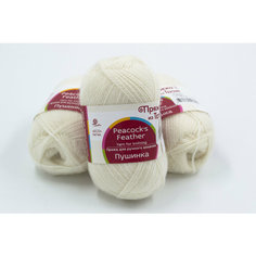 Пряжа из Троицка "Пушинка" , 50% козий пух, 50% мериносовая шерсть; цвет: 01-Белый , 225 м, 50 г х 3 шт. Троицкая камвольная фабрика