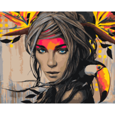 Картина по номерам Девушка с птицами на стену Палитра забав