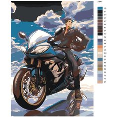 Картина по номерам Z841 "Парень на Спорт-Мотоцикле" 50х70 Brushes Paints