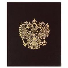 Calligrata Альбом для монет на кольцах, формат Оптима 230 х 265 мм Calligrata "Герб", входит до 20 листов, обложка ПВХ, коричневый