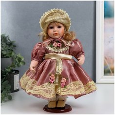 Кукла 6260918 коллекц. керамика Ася в розовом платье и чепчике 30 см Сима ленд