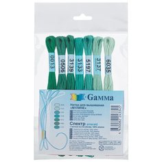 Набор мулине для вышивания "Gamma" "спектр" 100% хлопок 7 x 8 м emerald