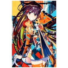 Картина по номерам на холсте красочная аниме девушка - 8837 В 60x40